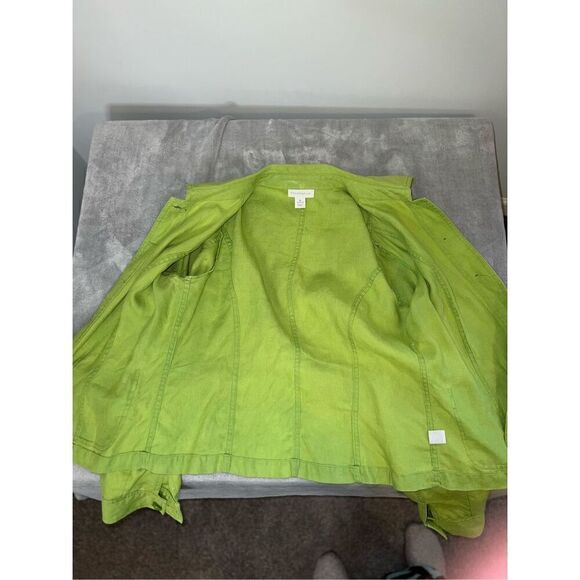 Women’s 100% Linen Button Down Green Cardigan/Jacket Medium - Picture 6 of 9